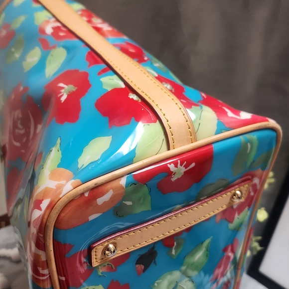 Dooney & Bourke FLORAL ROSE GARDEN Blue and Red Floral Tote. EUC - Picture 14 of 16